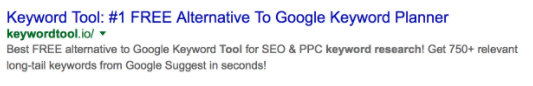 Keyword.io page meta description SERP
