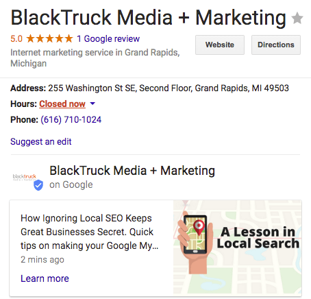 BlackTruck Google Posts Screenshot