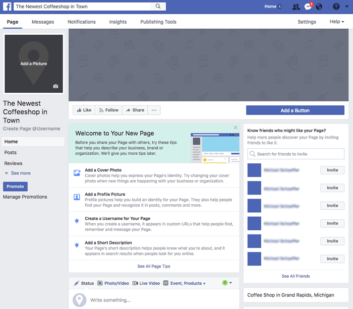 Screenshot - New Facebook Business Page