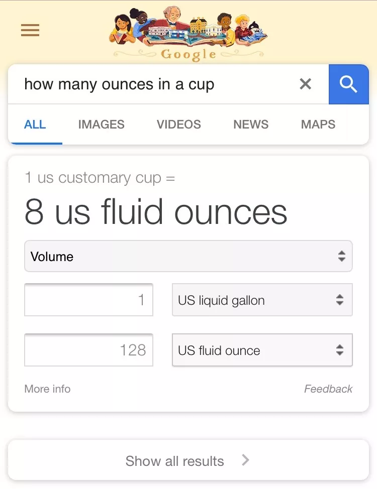 A "zero result SERP" in Google on a mobile device