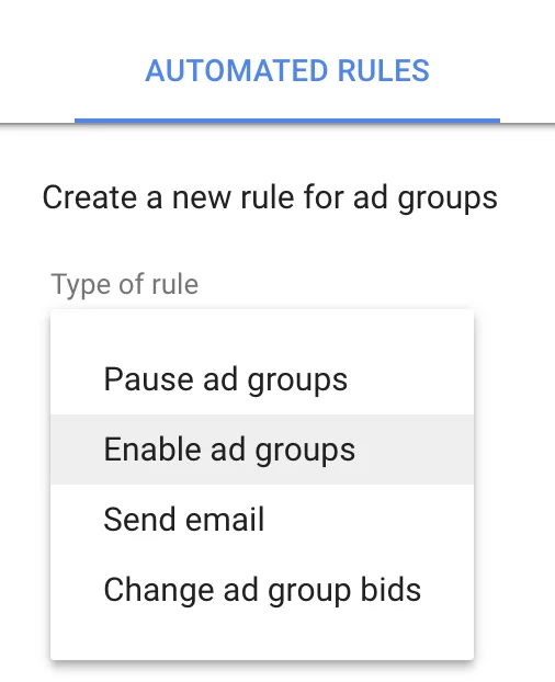 Google AdWords Automated Rules for Ad Groups