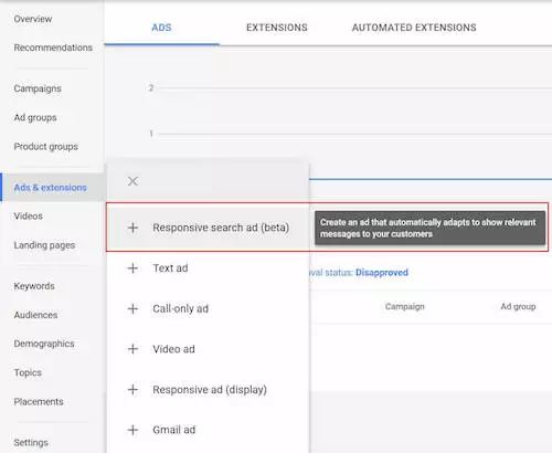 Google Ads Responsive Search Ads Beta