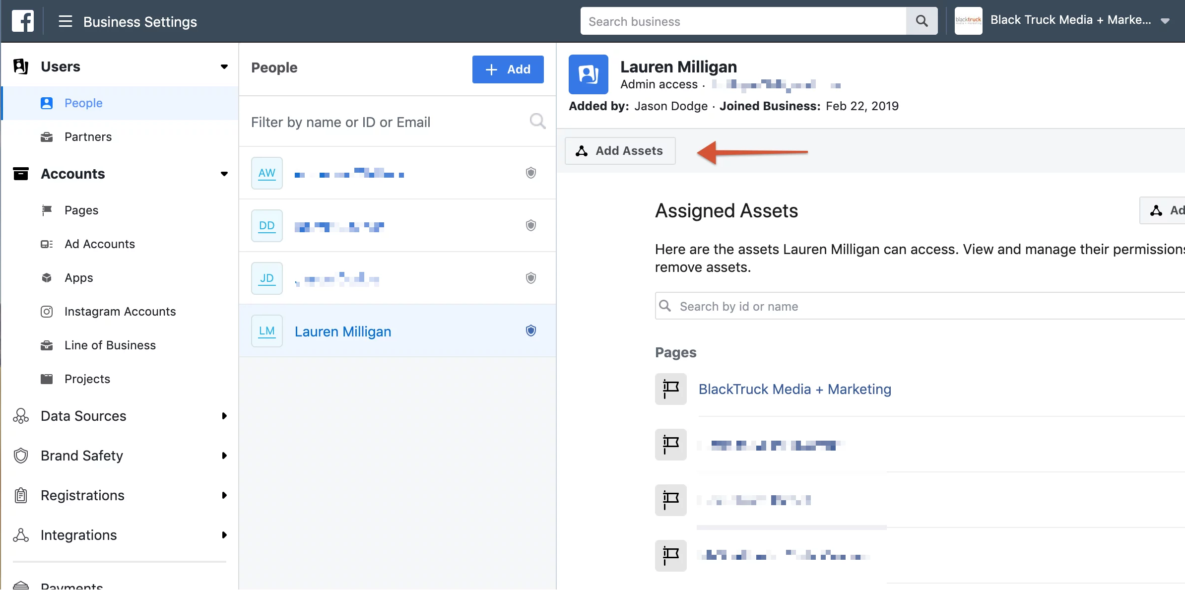 assign assets to users in facebook business manager account